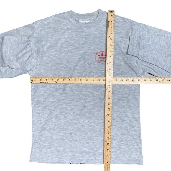 Vintage 80s Adidas Trefoil 3 Stripes Big Logo LongslT Shirt Gray Mens Medium - Picture 9 of 9